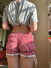 Load image into Gallery viewer, Red gingham ruffle shorts